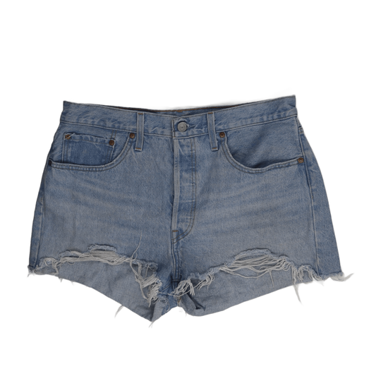 Levi's 501 High-Waisted Distressed Denim Shorts Light Blue W28 100% Cotton Vintage
