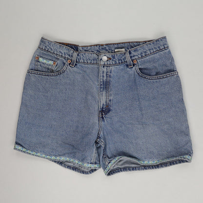 Levi's Vintage High Waisted Denim Shorts Light Blue W34 Cotton Denim Floral Trim