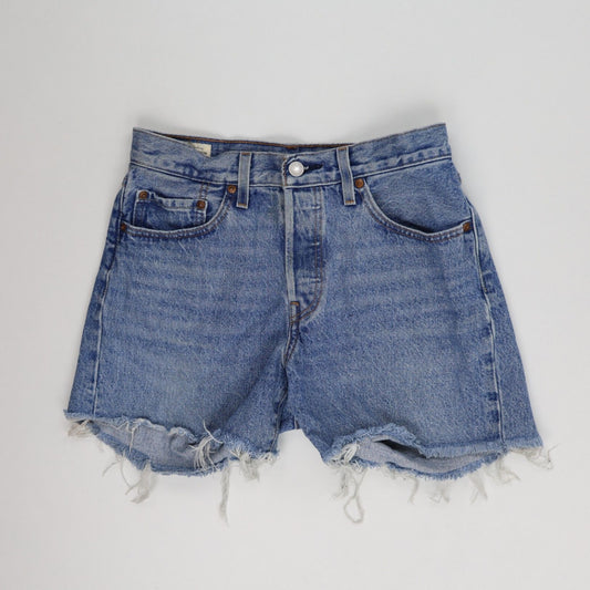 Levi's 501 Vintage High Waist Blue Denim Cut Off Shorts Women Size 30 Cotton