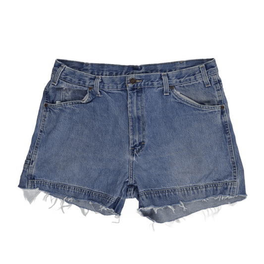 Dickies Vintage Relaxed Fit Blue Distressed Denim Shorts Size 36 7in Inseam