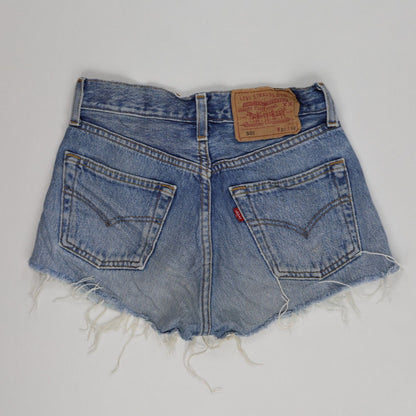 Levi's 501 Original High Waisted Denim Shorts Vintage Blue W25 L32 Cotton