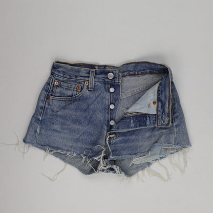 Levi's 501 Original High Waisted Denim Shorts Vintage Blue W25 L32 Cotton
