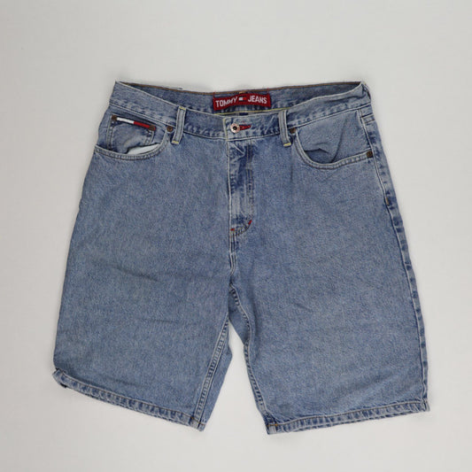 Tommy Hilfiger Vintage Blue Denim Shorts Size 34 Cotton 11 Inch Inseam
