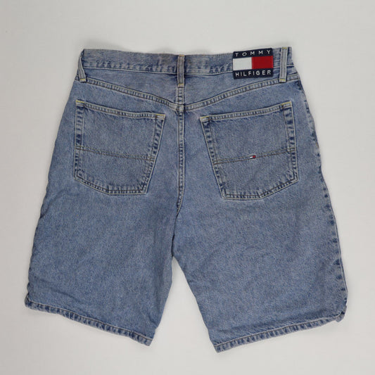 Tommy Hilfiger Vintage Blue Denim Shorts Size 34 Cotton 11 Inch Inseam