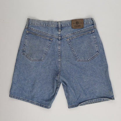 Wrangler Men's Vintage Blue Denim Shorts 33 Inch Waist 9 Inch Inseam 100 Percent Cotton