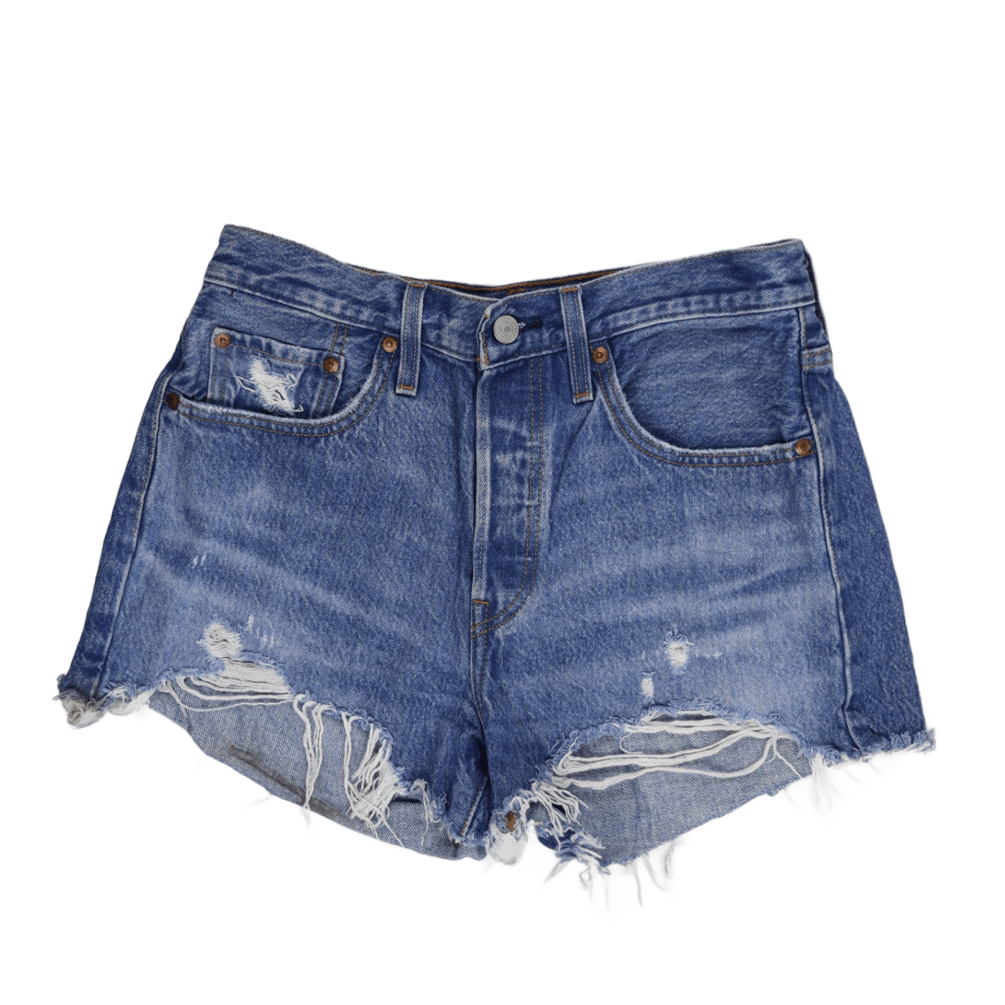 Levi's 501 High Waist Distressed Denim Shorts Blue W31 100% Cotton Vintage