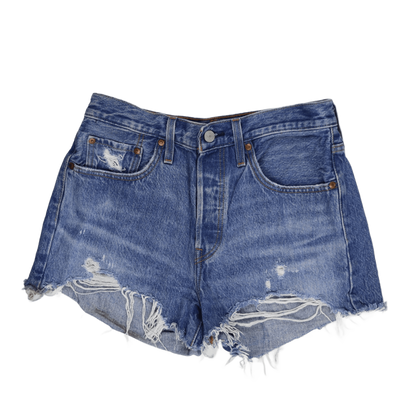 Levi's 501 High Waist Distressed Denim Shorts Blue W31 100% Cotton Vintage