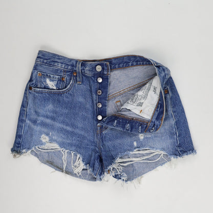 Levi's 501 High Waist Distressed Denim Shorts Blue W31 100% Cotton Vintage