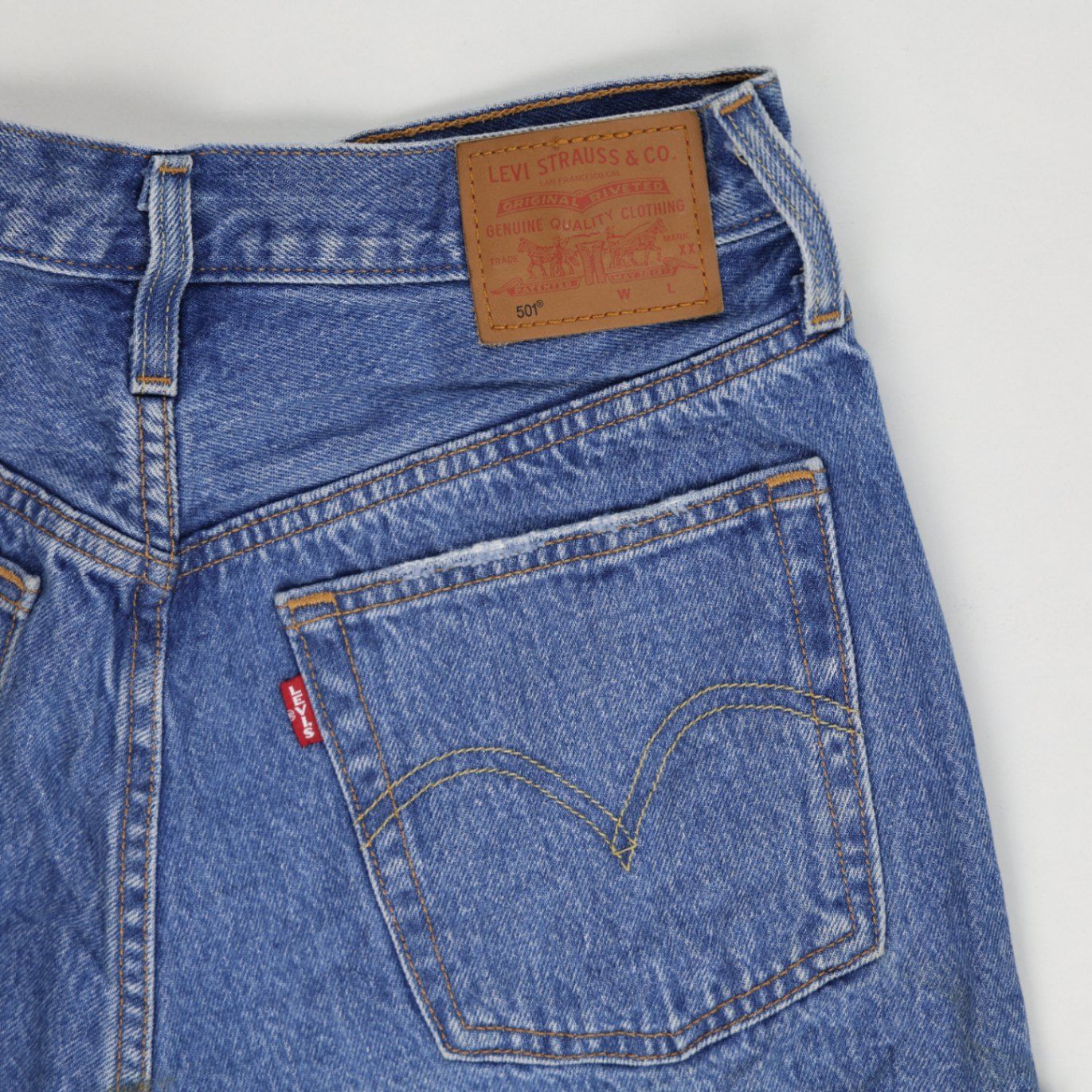 Levi's 501 High Waist Distressed Denim Shorts Blue W31 100% Cotton Vintage