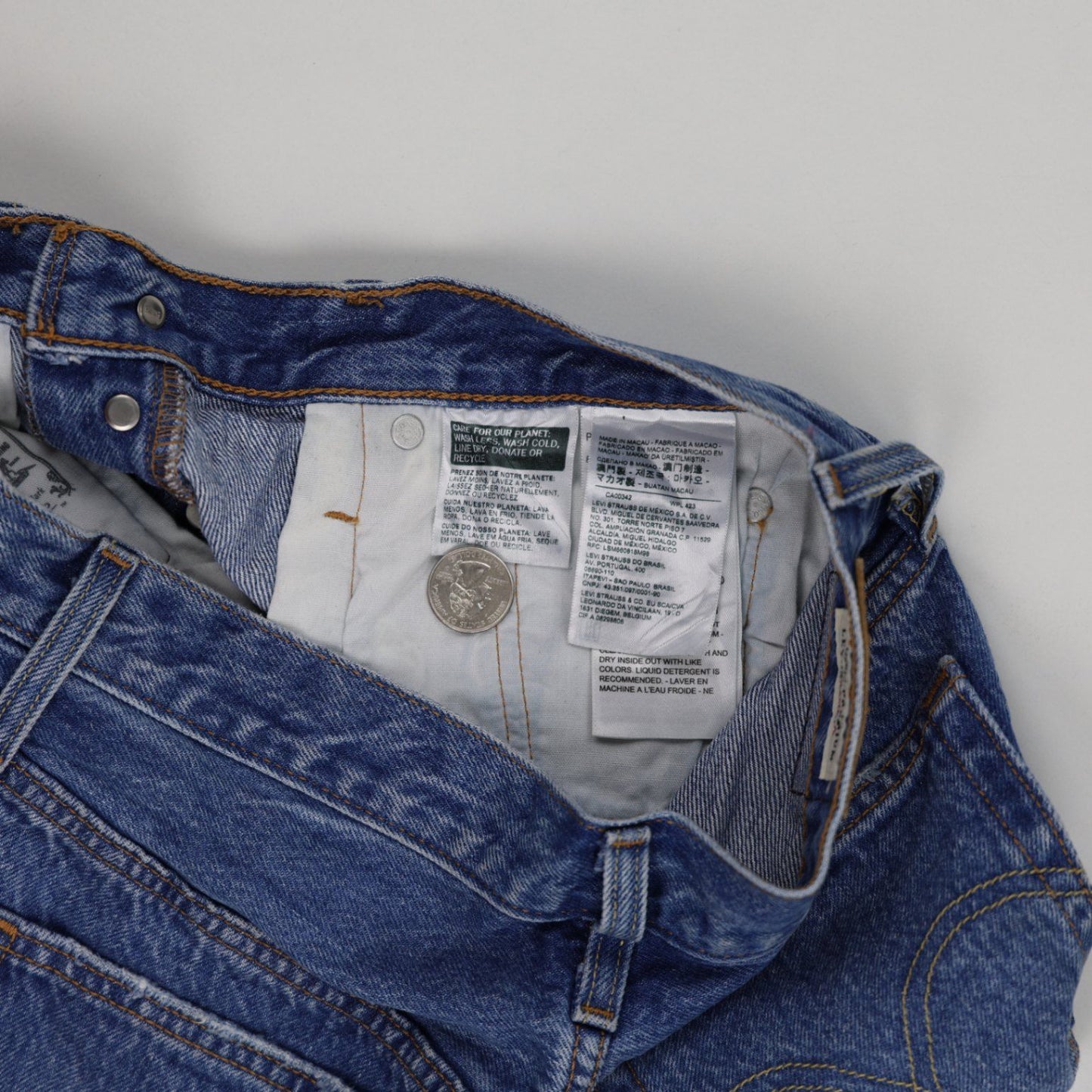 Levi's 501 High Waist Distressed Denim Shorts Blue W31 100% Cotton Vintage