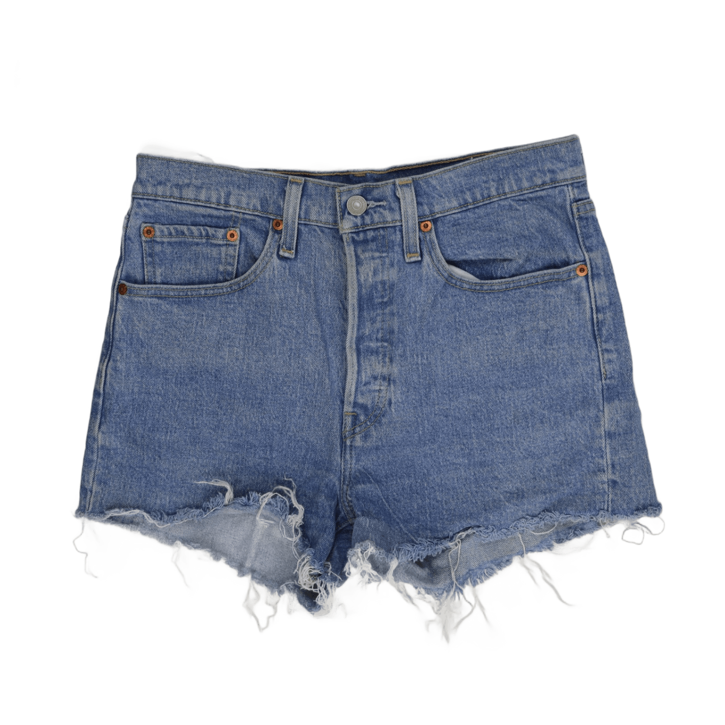 Levi's Vintage High Waist Distressed Denim Shorts Blue W31 Cotton
