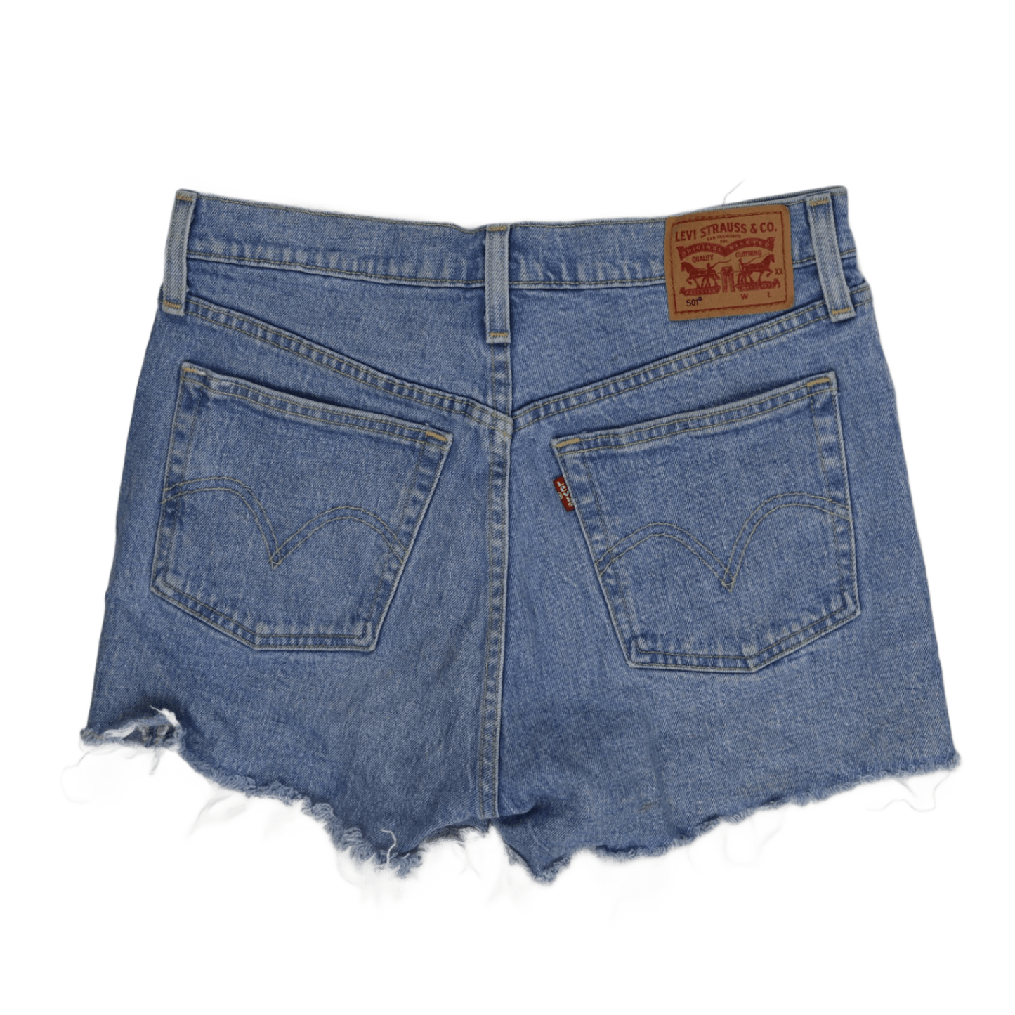 Levi's Vintage High Waist Distressed Denim Shorts Blue W31 Cotton