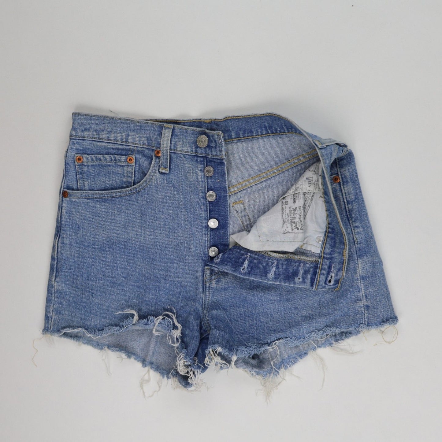 Levi's Vintage High Waist Distressed Denim Shorts Blue W31 Cotton