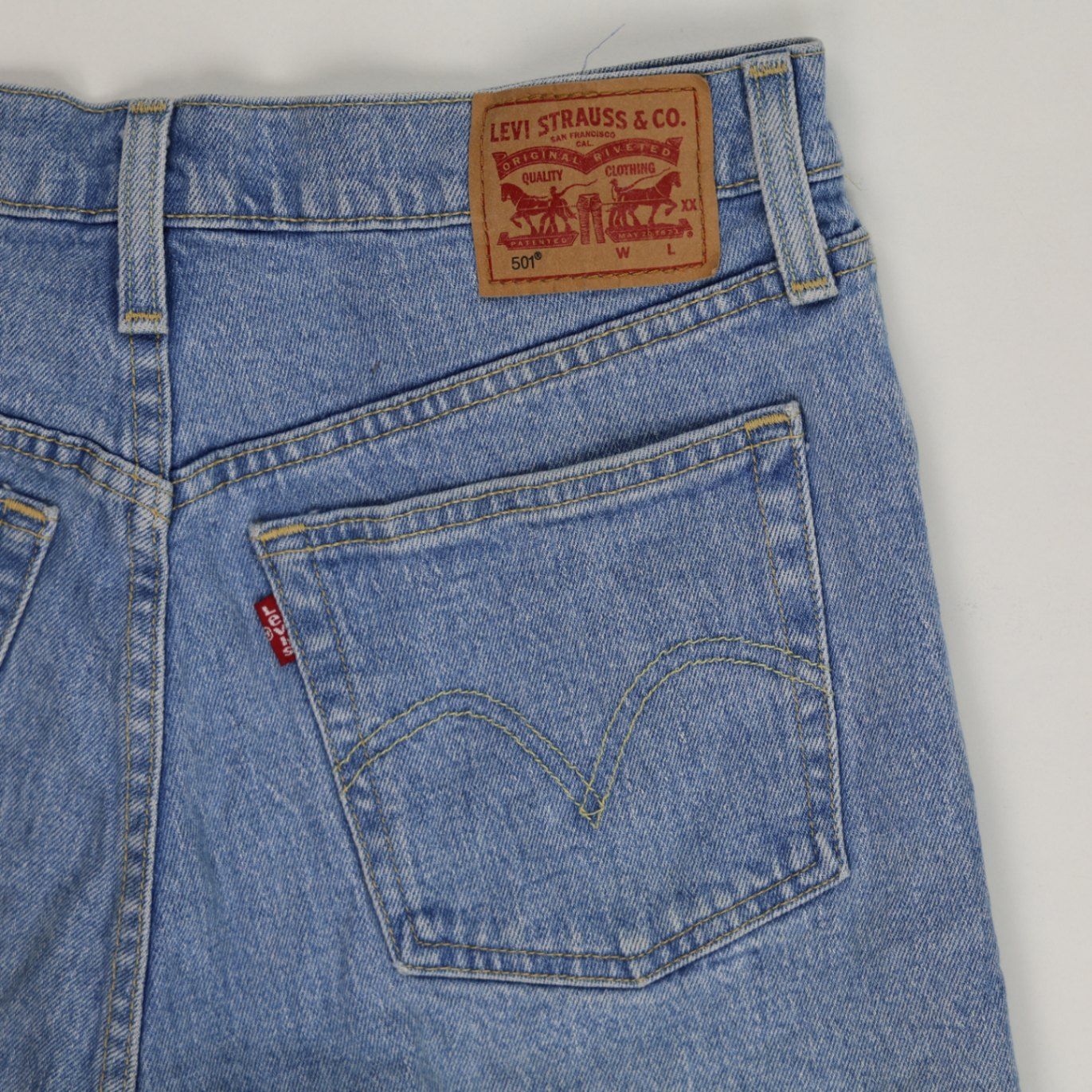 Levi's Vintage High Waist Distressed Denim Shorts Blue W31 Cotton