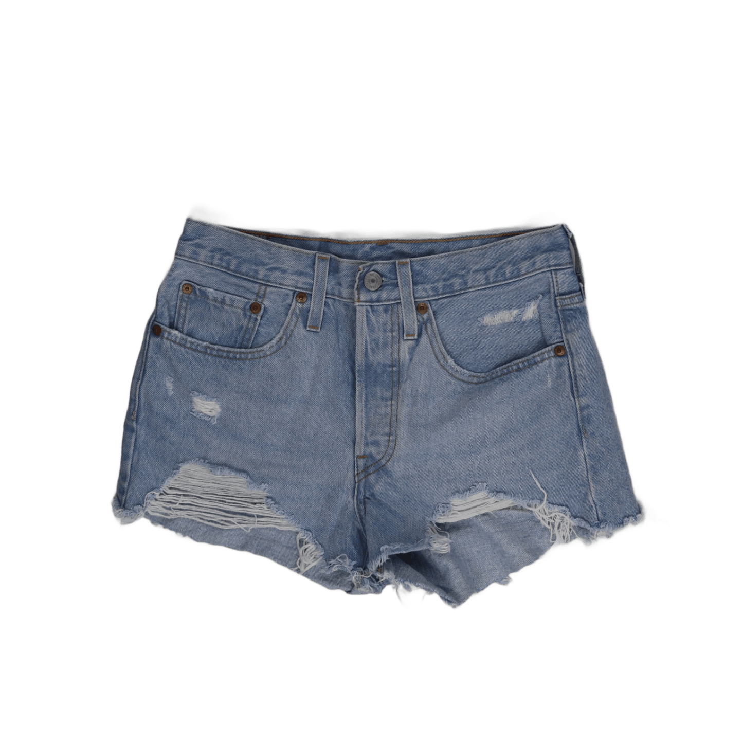 Levi's 501 High Waist Vintage Distressed Denim Shorts Light Blue W28 100 Percent Cotton