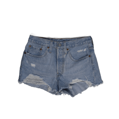 Levi's 501 High Waist Vintage Distressed Denim Shorts Light Blue W28 100 Percent Cotton
