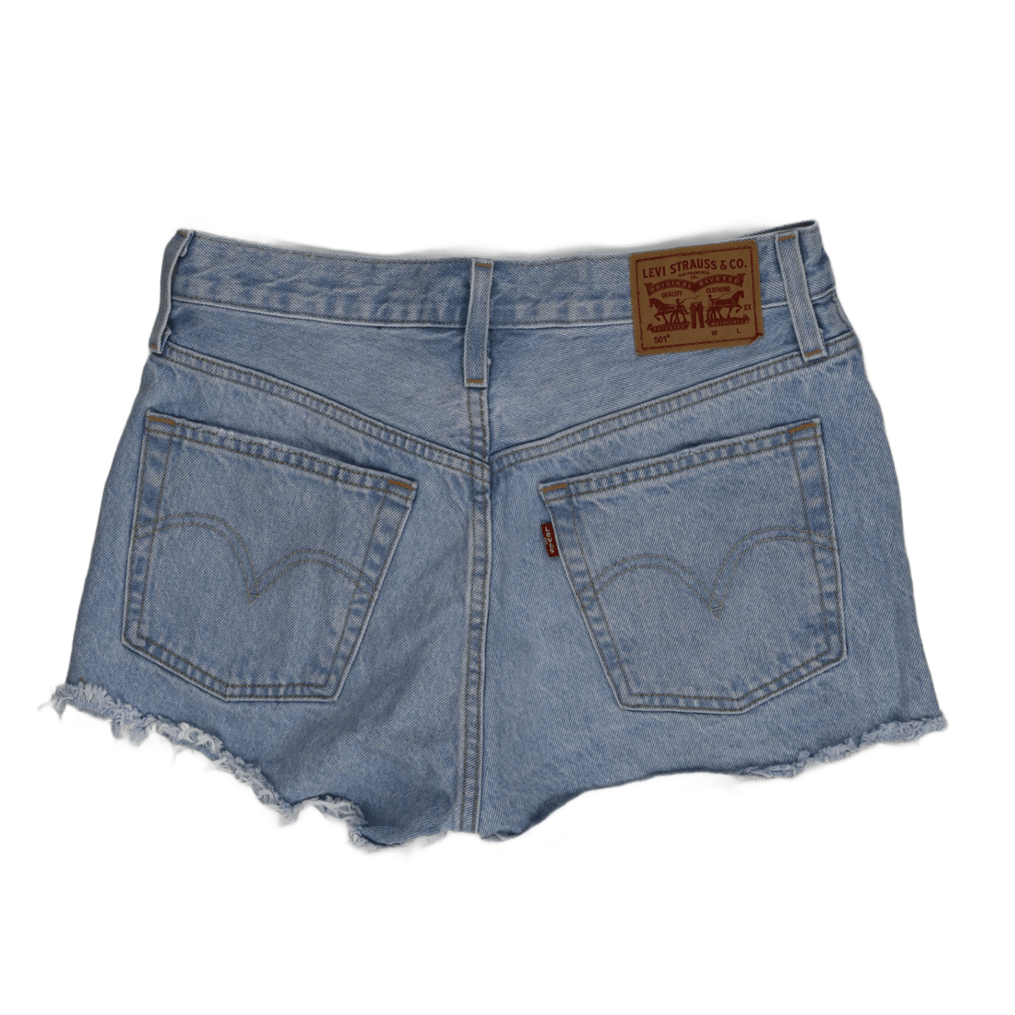 Levi's 501 High Waist Vintage Distressed Denim Shorts Light Blue W28 100 Percent Cotton