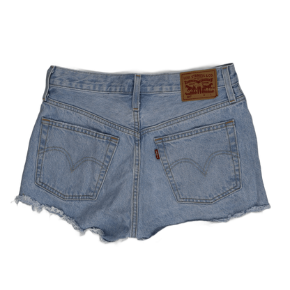 Levi's 501 High Waist Vintage Distressed Denim Shorts Light Blue W28 100 Percent Cotton