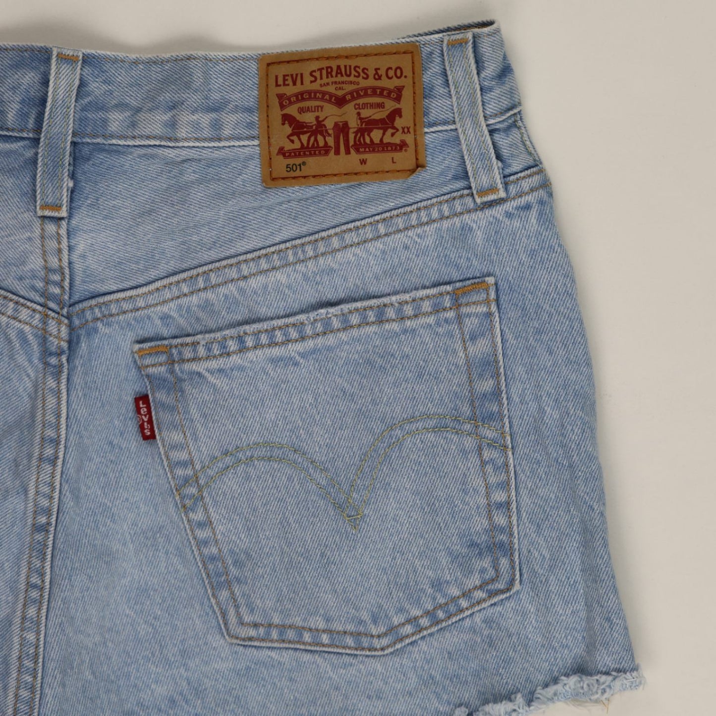 Levi's 501 High Waist Vintage Distressed Denim Shorts Light Blue W28 100 Percent Cotton