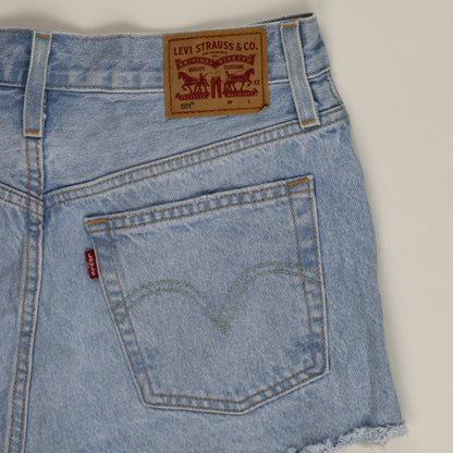 Levi's 501 High Waist Vintage Distressed Denim Shorts Light Blue W28 100 Percent Cotton