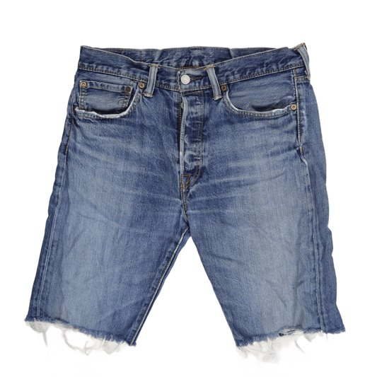 Levi's 501 Denim Shorts Blue Size 34 Cotton Vintage Distressed Frayed Hem