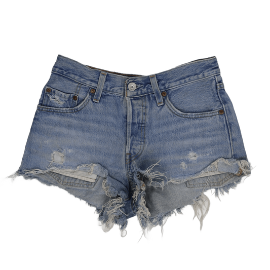 Levi's 501 Vintage Distressed Denim Shorts Light Blue Small 8 UK Cotton