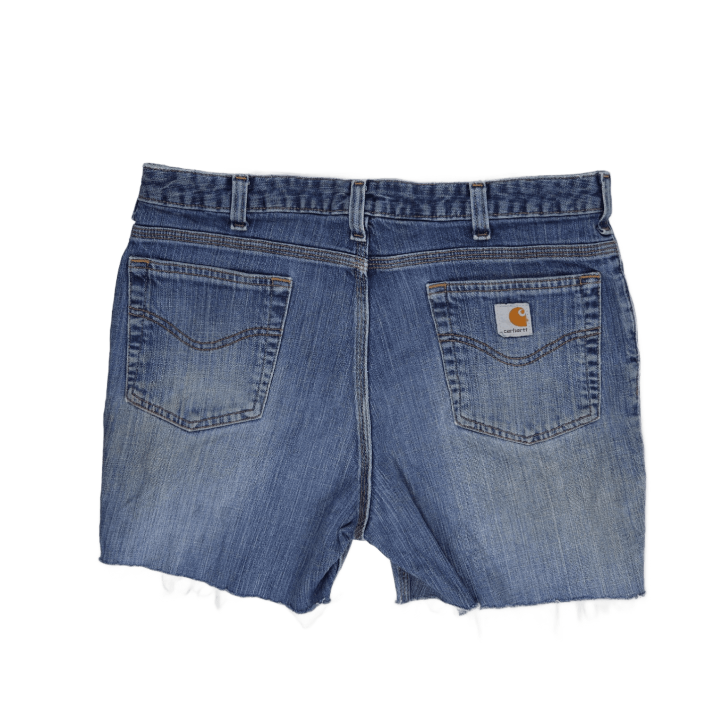 Carhartt Vintage Distressed Denim Cut Off Shorts Blue Medium 9 Inch Inseam Cotton