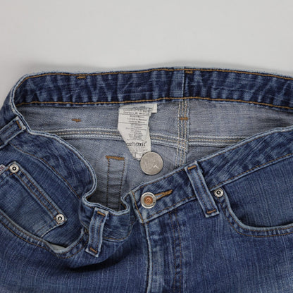 Carhartt Vintage Distressed Denim Cut Off Shorts Blue Medium 9 Inch Inseam Cotton