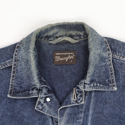 Wrangler Vintage Denim Jacket Blue Large Cotton Collared