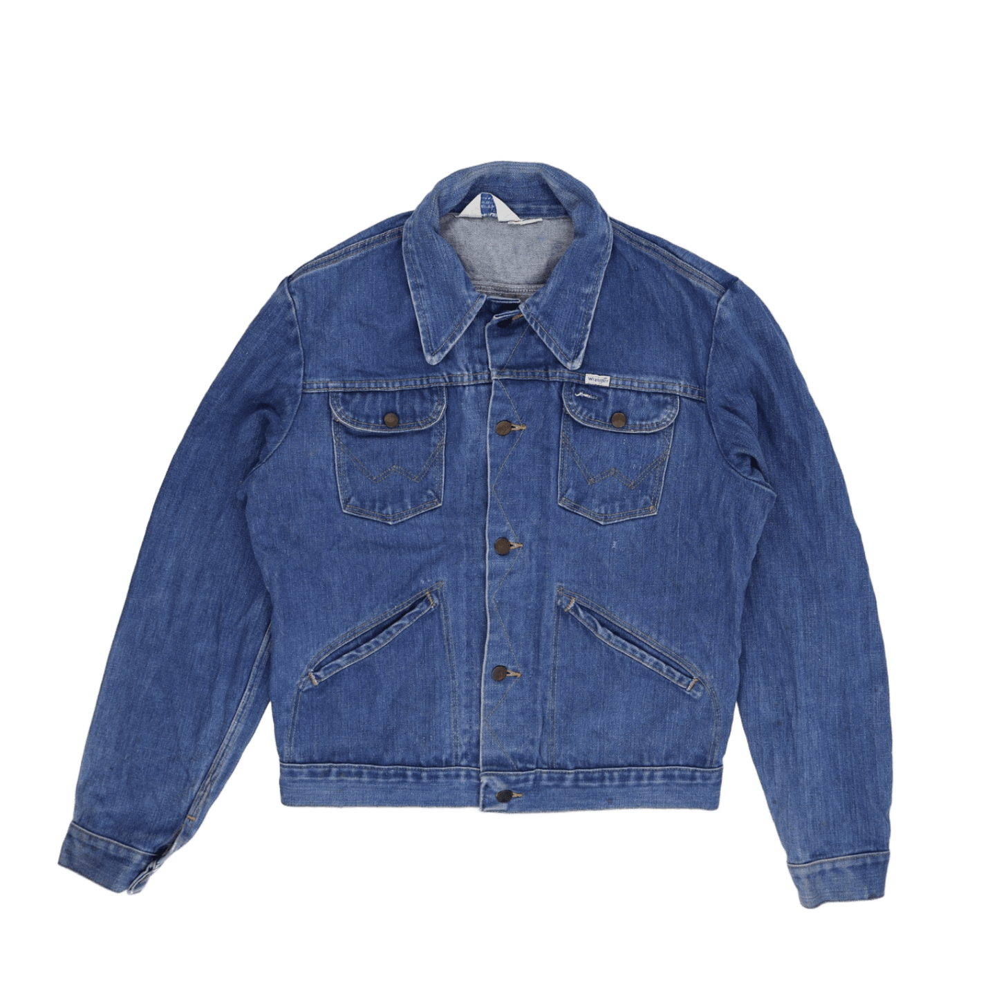Wrangler Vintage Denim Jacket Blue Large 100% Cotton Collared