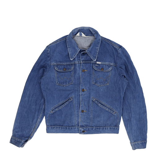 Wrangler Vintage Denim Jacket Blue Large 100% Cotton Collared