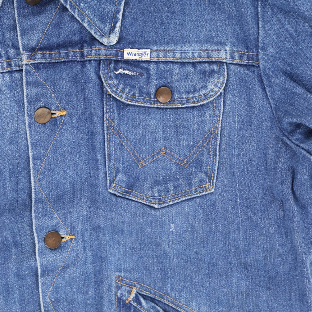 Wrangler Vintage Denim Jacket Blue Large 100% Cotton Collared