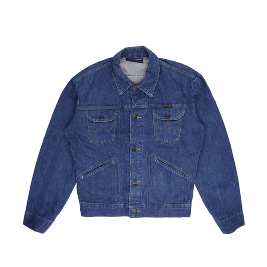 Wrangler Vintage Blue Denim Trucker Jacket Size 38 Medium Cotton