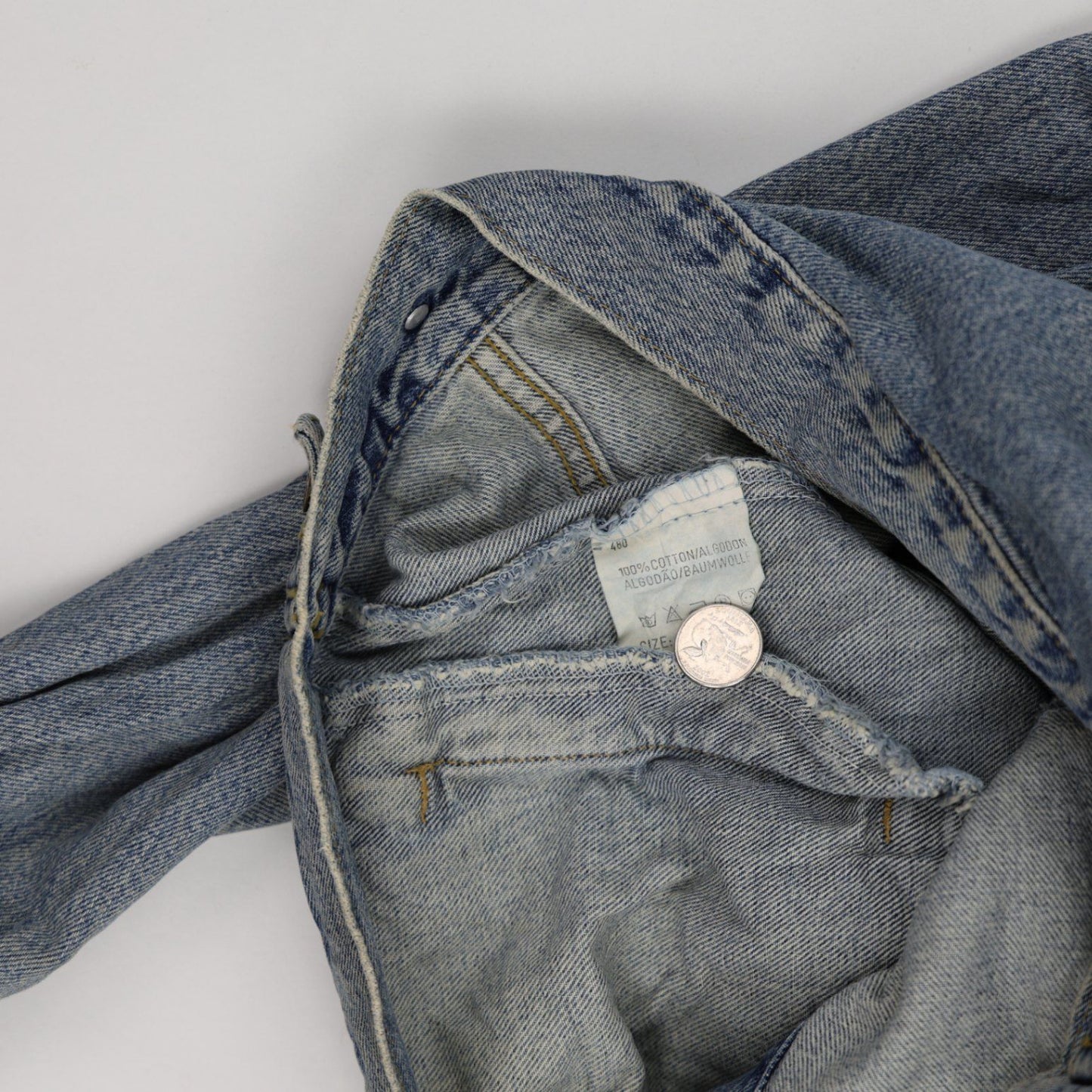 Lee Vintage Light Blue Denim Jacket Men Size Small 100 Percent Cotton