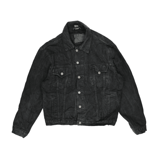 Vintage Black Denim Jacket for Men Size Medium 100 Percent Cotton