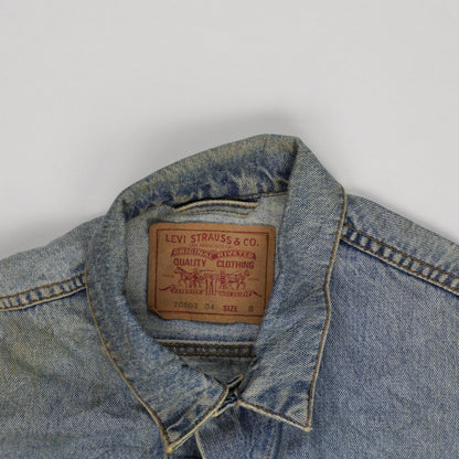 Levi's Vintage Light Blue Denim Trucker Jacket Men's Small 100% Cotton Collared