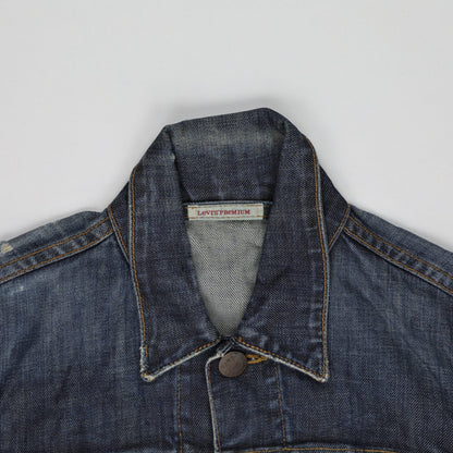 New Levi's Dark Wash Denim Trucker Jacket Size S Collared Men's