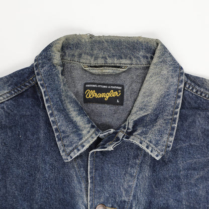 Wrangler Vintage Blue Denim Jacket Men's Large Cotton Denim Collared