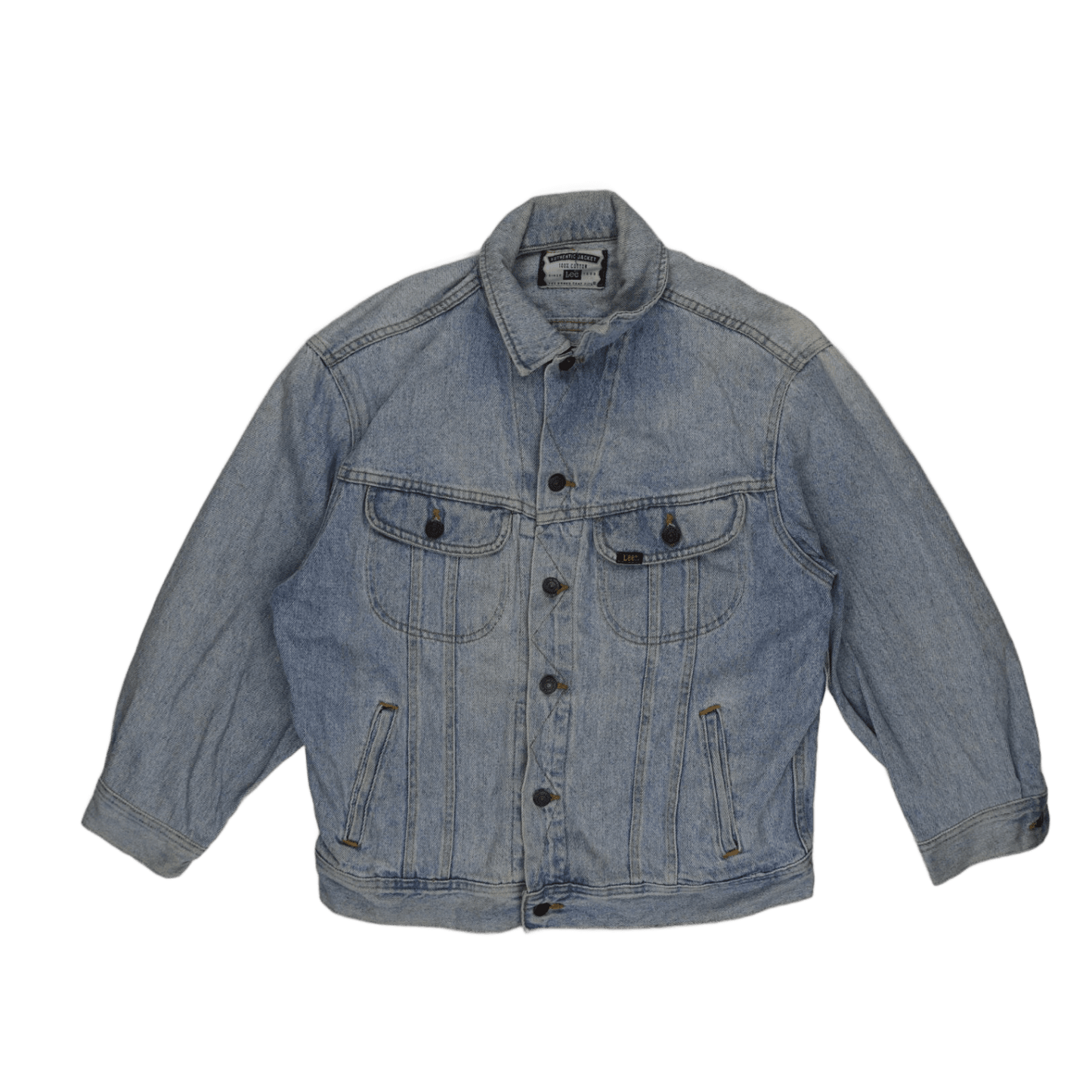 Lee Authentic Vintage Light Blue Denim Jacket Size L 100% Cotton Collared