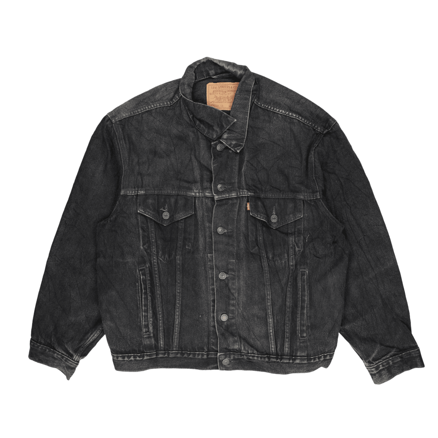 Levi's Vintage 70503 Trucker Jacket Faded Black XL 100% Cotton Denim Collared