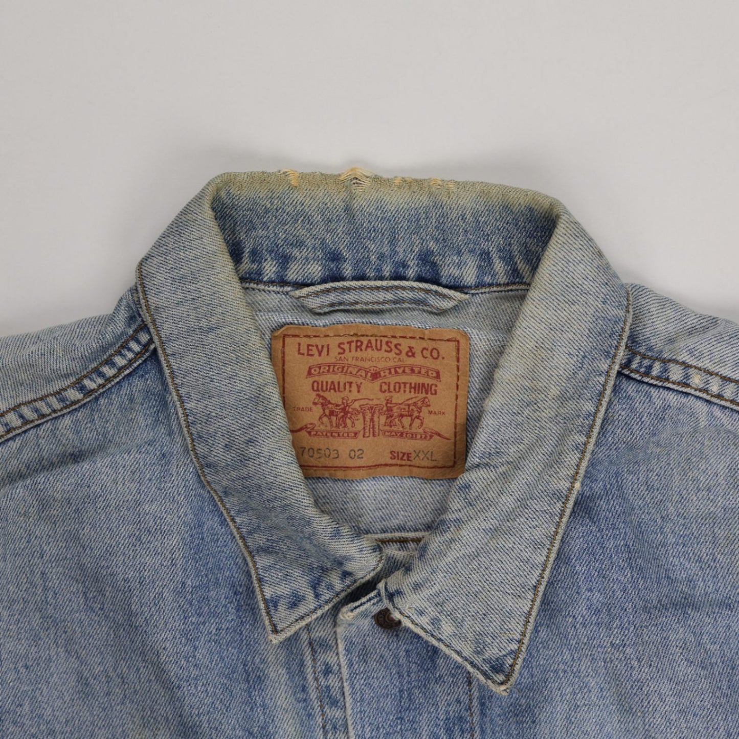 Levi's Vintage 70503 Light Blue Denim Trucker Jacket XXL Cotton
