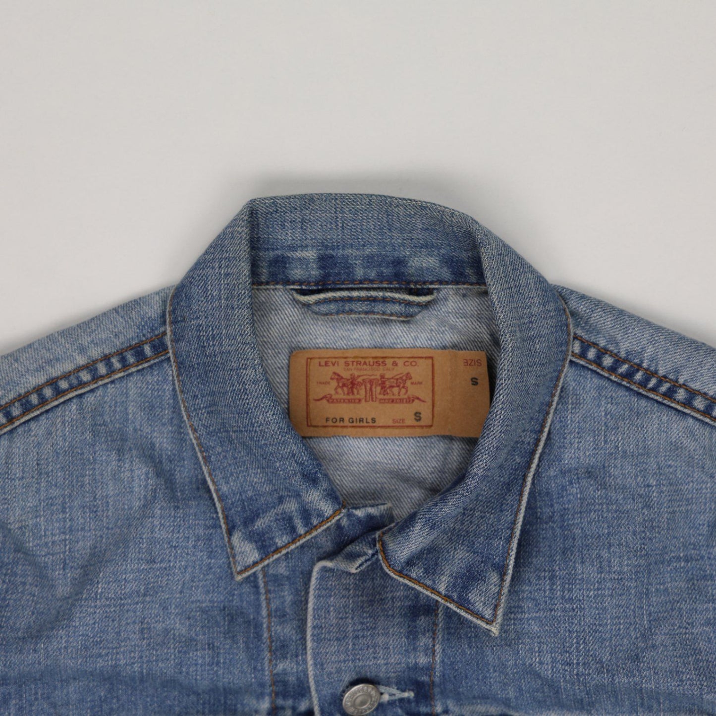 Levi's Vintage Blue Denim Trucker Jacket Womens Small Cotton Collared