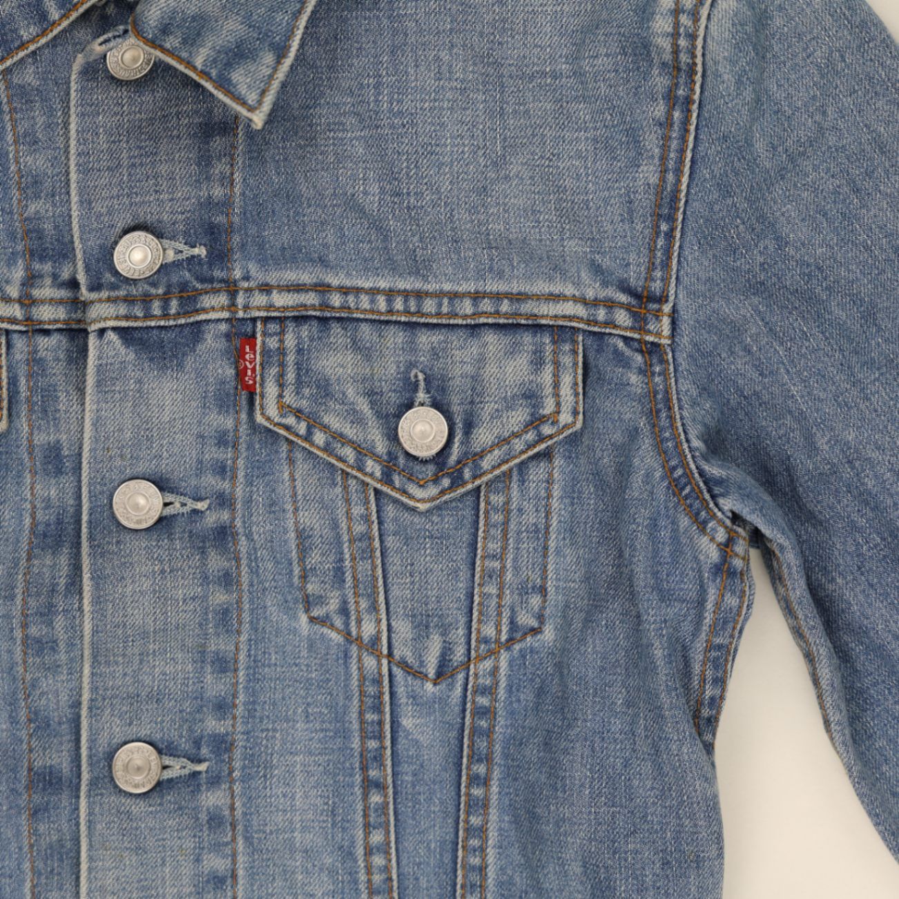 Levi's Vintage Blue Denim Trucker Jacket Womens Small Cotton Collared