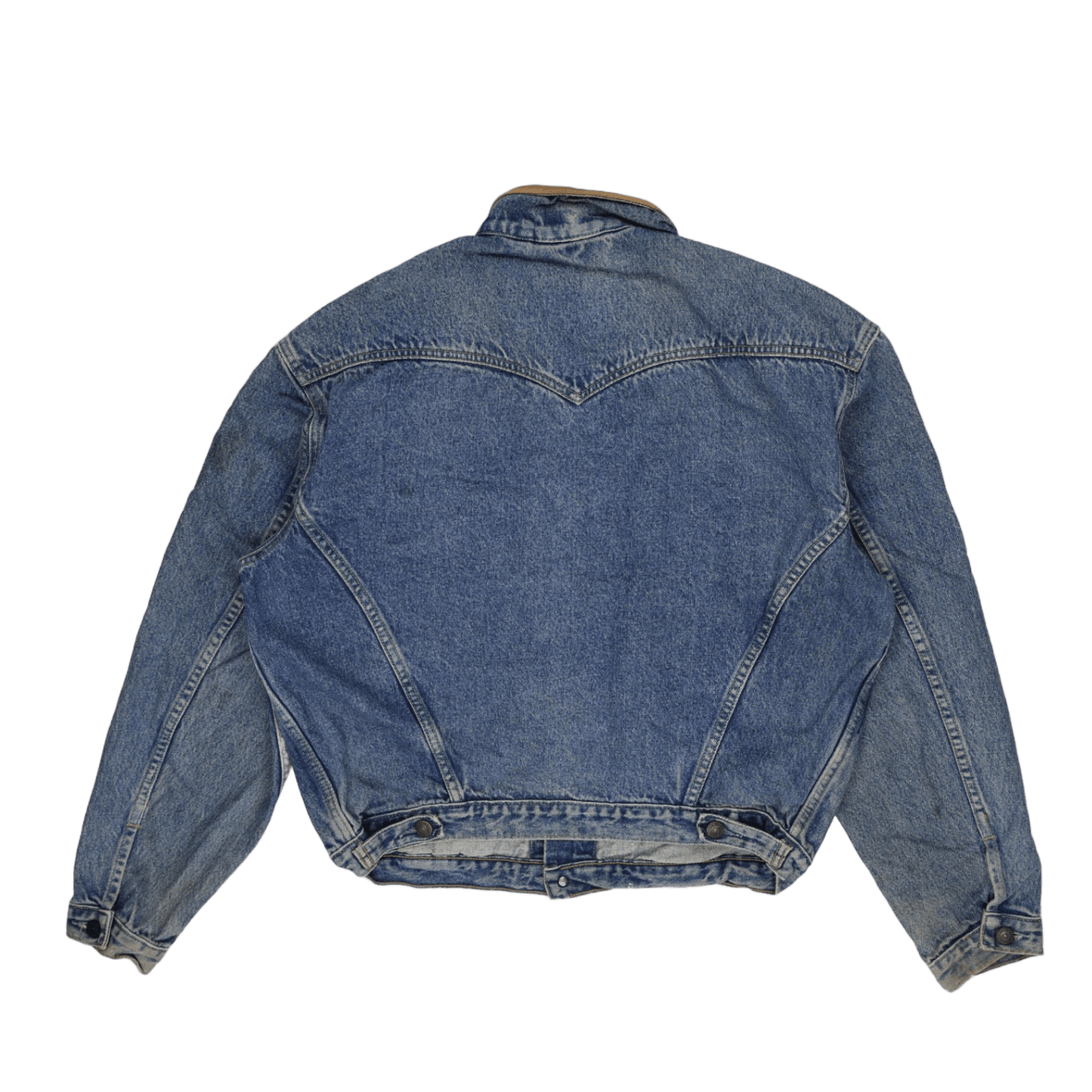 Levi's Vintage Blue Denim Trucker Jacket Large Cotton Denim Leather Collar
