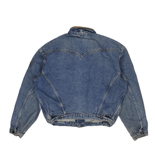 Levi's Vintage Blue Denim Trucker Jacket Large Cotton Denim Leather Collar