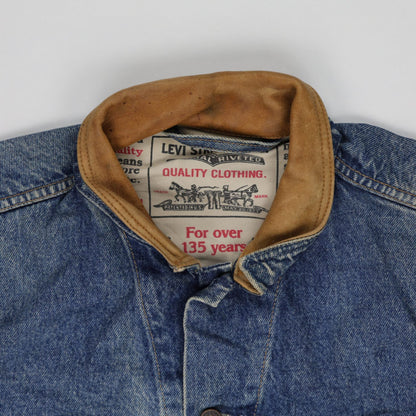 Levi's Vintage Blue Denim Trucker Jacket Large Cotton Denim Leather Collar