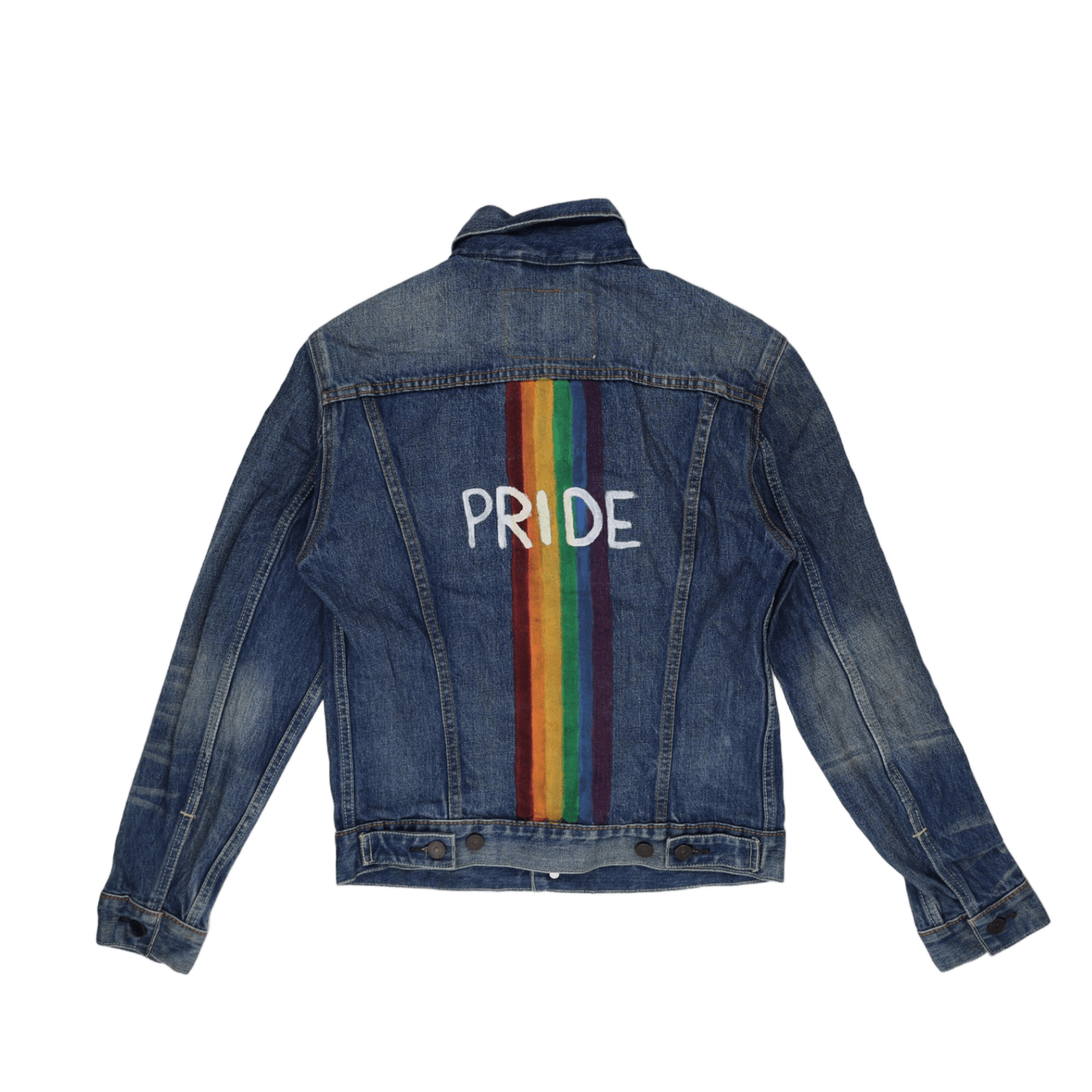 Levi's PRIDE Rainbow Vintage Wash Denim Jacket Small Blue Cotton Unisex