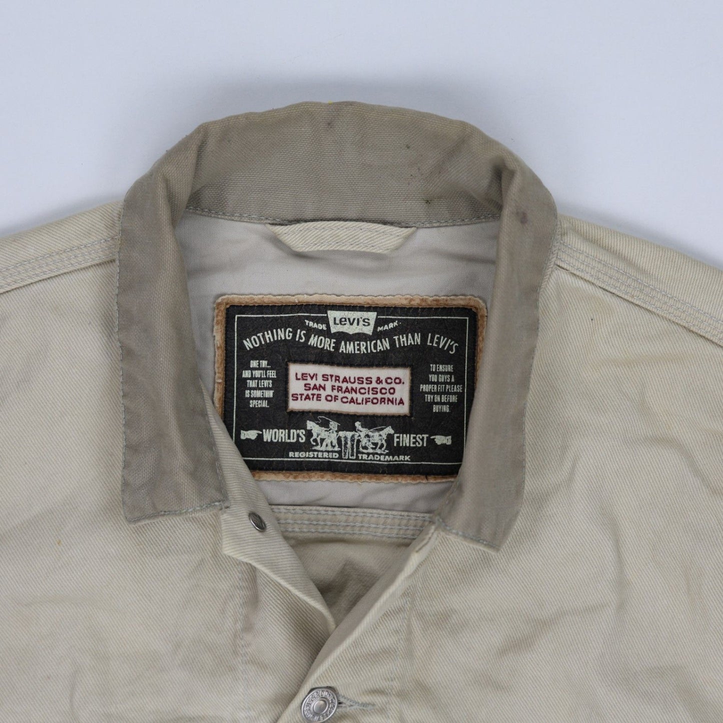 Levi's Khaki Denim Trucker Jacket Small Vintage Cotton