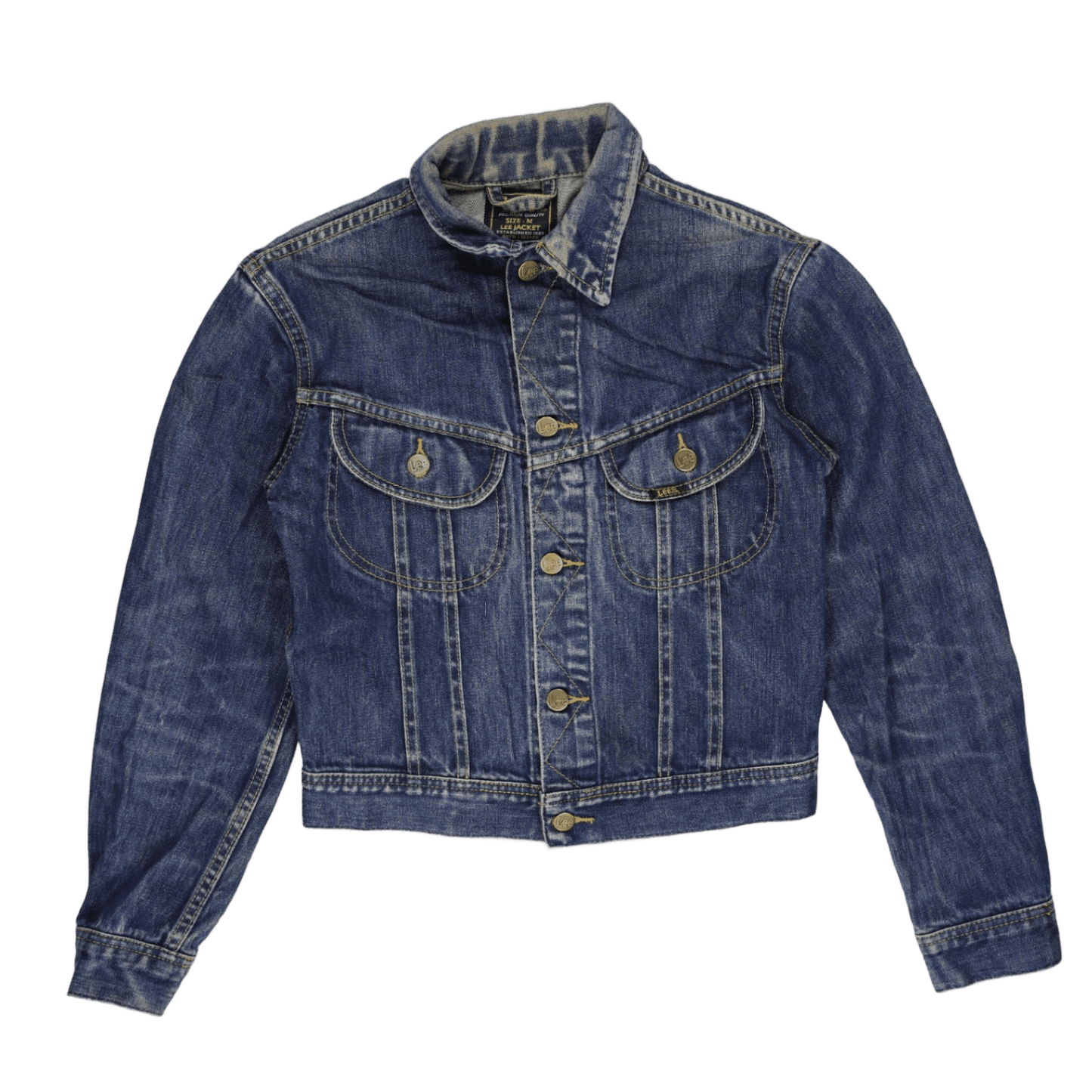 Lee Vintage Denim Jacket Blue Size M Collared Western Style 100 Percent Cotton