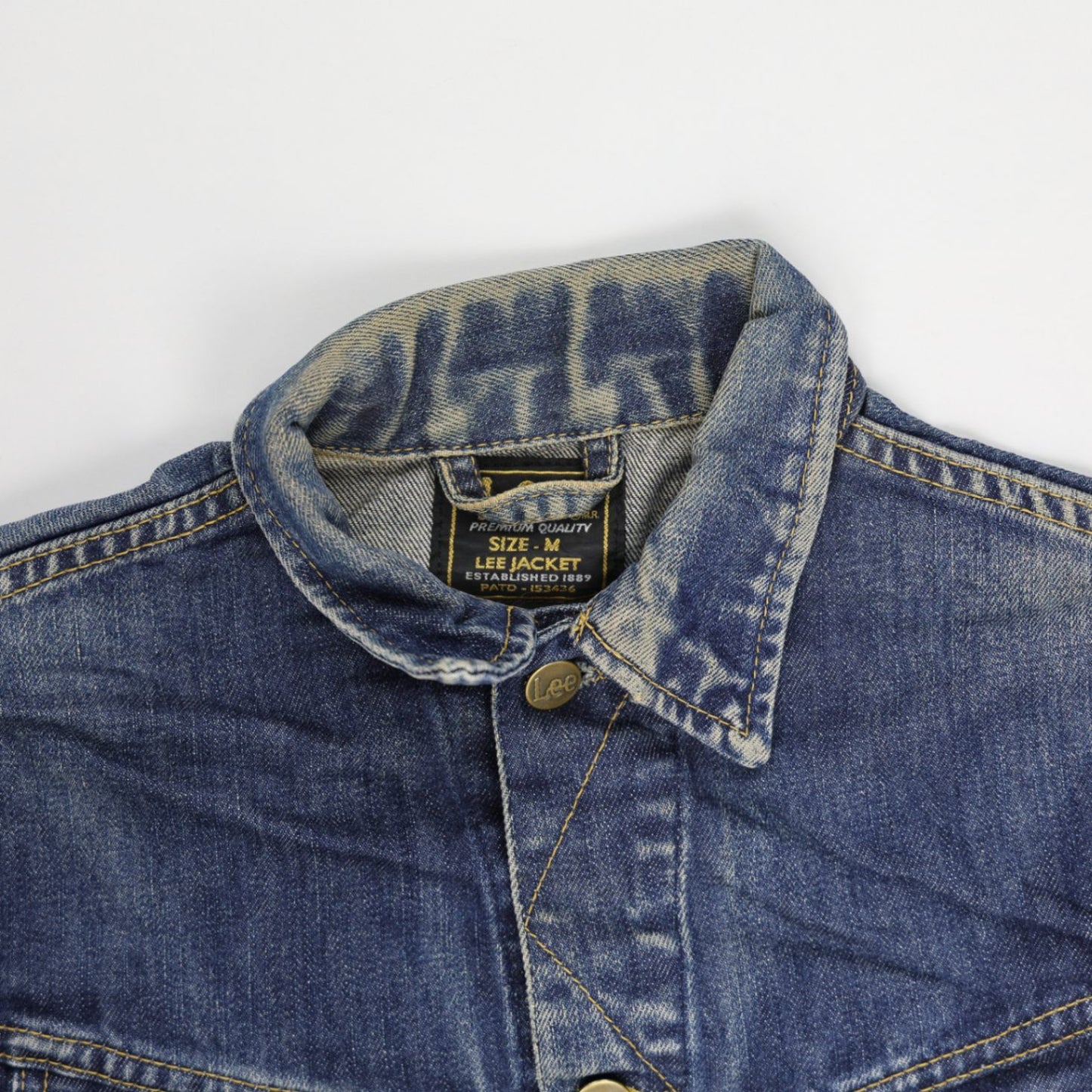 Lee Vintage Denim Jacket Blue Size M Collared Western Style 100 Percent Cotton